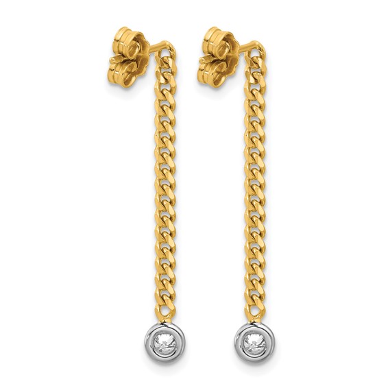 Herco 14K Two-Tone Polished Bezel Set Curb Chain Post Dangle Earring Mountings