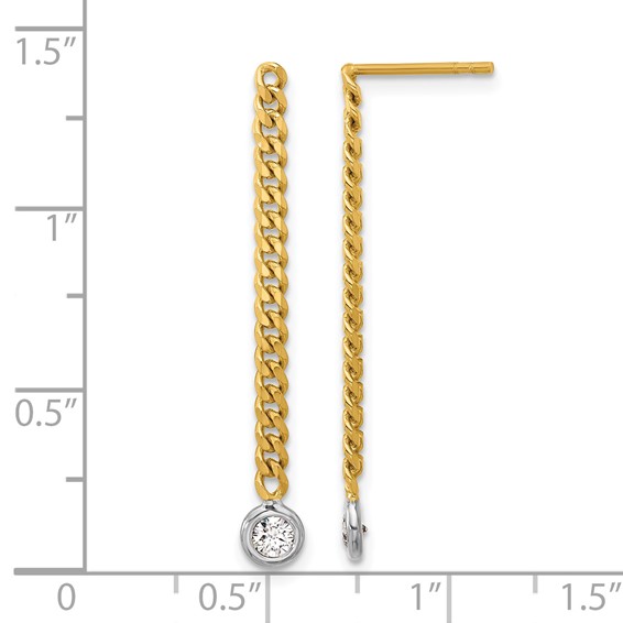 Herco 14K Two-Tone Polished Bezel Set Curb Chain Post Dangle Earring Mountings
