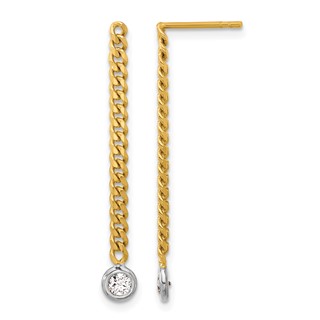Herco 14K Two-Tone Polished Bezel Set Curb Chain Post Dangle Earring Mountings