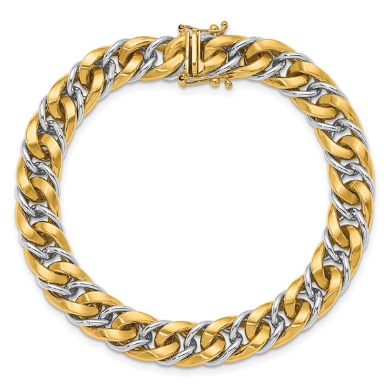 HERCO Gold 2 Tone Polished & Satin Elongated Curb Link Chain Bracelets