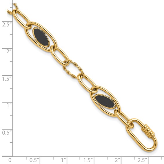Herco 14K Polished & Twisted Onyx Oval Link Bracelet