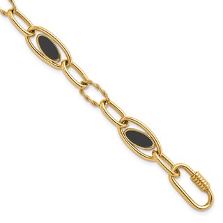 Herco 14K Polished & Twisted Onyx Oval Link Bracelet