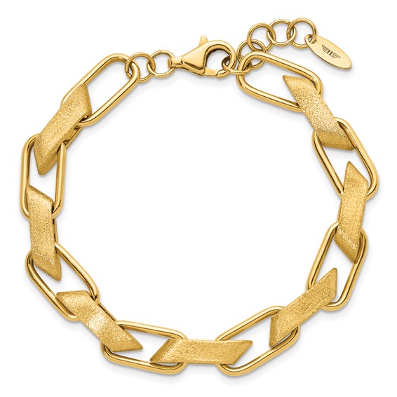 Herco 14K Polished and Brushed Fancy Link 7.25 Inch with .75 Inch Extension Bracelet