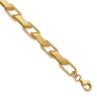 Herco 14K Polished and Brushed Fancy Link 7.25 Inch with .75 Inch Extension Bracelet