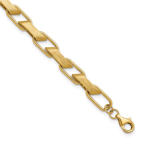 Herco 14K Polished and Brushed Fancy Link 7.25 Inch with .75 Inch Extension Bracelet