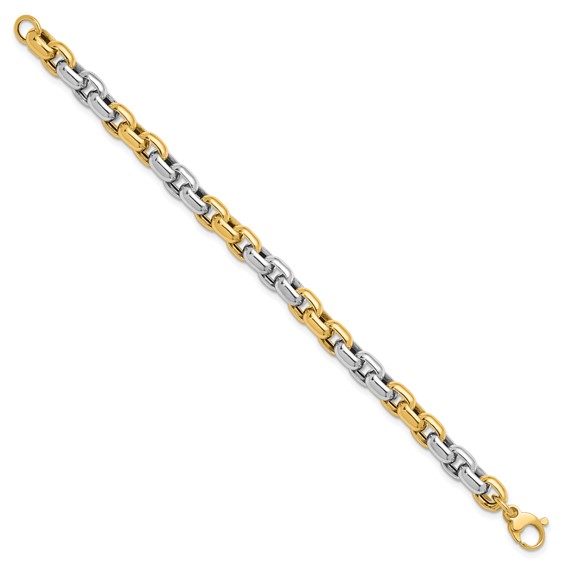 Herco 14K Two-tone Polished 8mm Cable Chain Bracelet