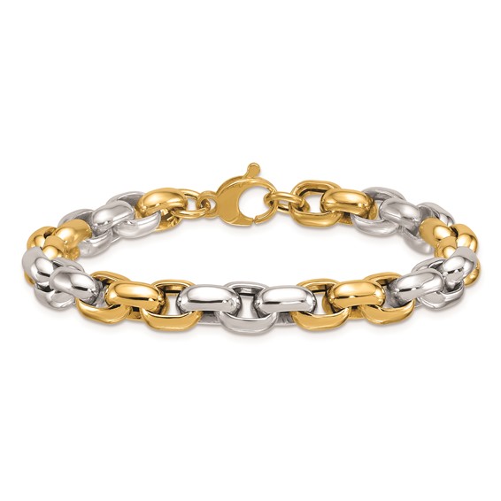 Herco 14K Two-tone Polished 8mm Cable Chain Bracelet