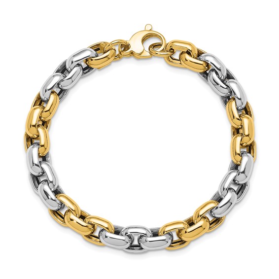 Herco 14K Two-tone Polished 8mm Cable Chain Bracelet