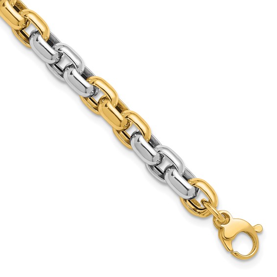 Herco 14K Two-tone Polished 8mm Cable Chain Bracelet