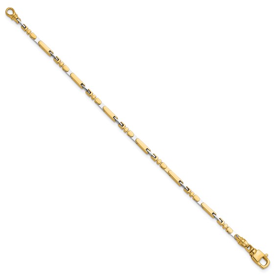 Herco 14K Two-tone Polished Fancy Bar Link Bracelet
