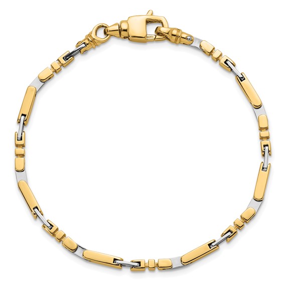 Herco 14K Two-tone Polished Fancy Bar Link Bracelet