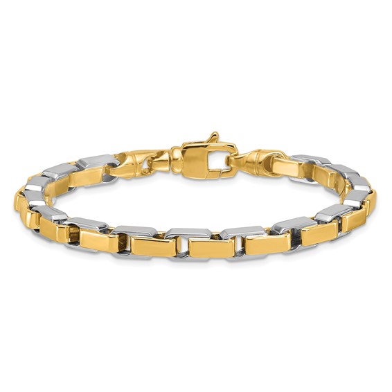 Herco 14K Two-tone Polished Fancy Rectangular Link Bracelet