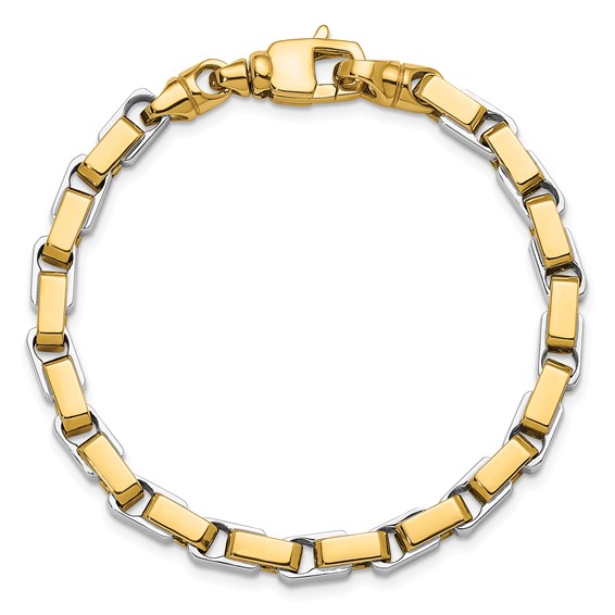 Herco 14K Two-tone Polished Fancy Rectangular Link Bracelet