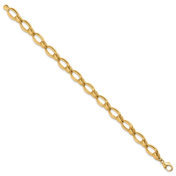 Herco 14K Polished and Satin Fancy Oval Link Bracelet