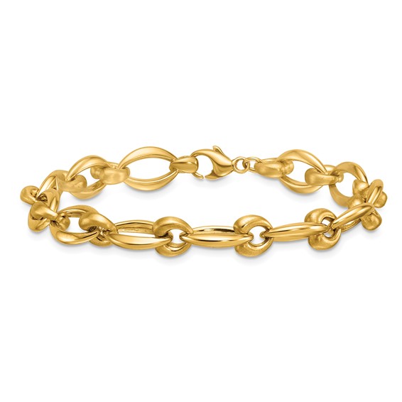 Herco 14K Polished and Satin Fancy Oval Link Bracelet