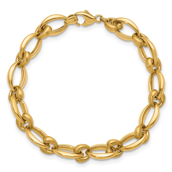 Herco 14K Polished and Satin Fancy Oval Link Bracelet