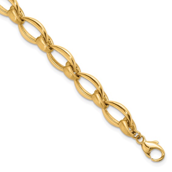 Herco 14K Polished and Satin Fancy Oval Link Bracelet
