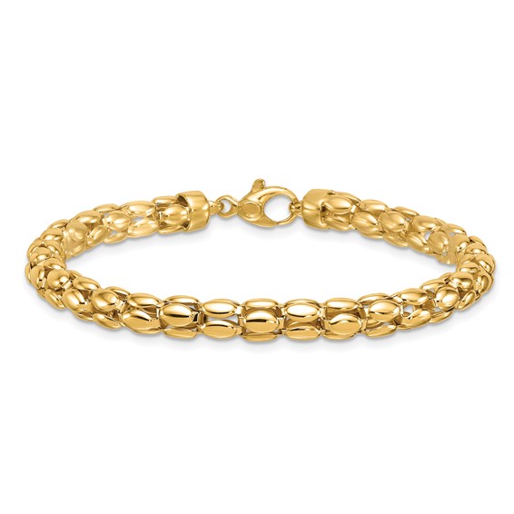 Herco 14K Polished Fancy Oval Barrel Link Bracelet