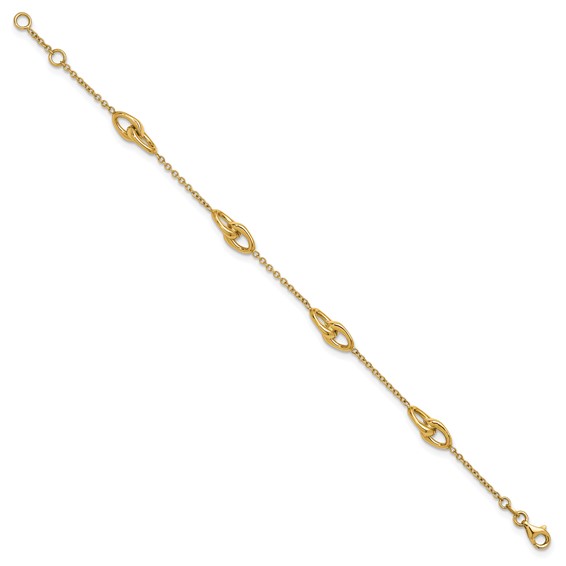 Herco 14K Polished Double Link Station 7 Inch with .5 Inch Extension Bracelet