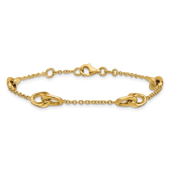 Herco 14K Polished Double Link Station 7 Inch with .5 Inch Extension Bracelet