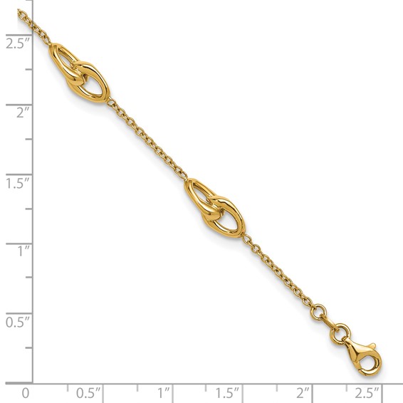 Herco 14K Polished Double Link Station 7 Inch with .5 Inch Extension Bracelet