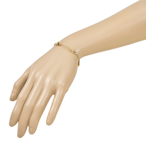 Herco 14K Polished Double Link Station 7 Inch with .5 Inch Extension Bracelet