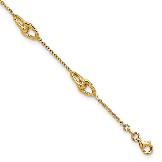Herco 14K Polished Double Link Station 7 Inch with .5 Inch Extension Bracelet