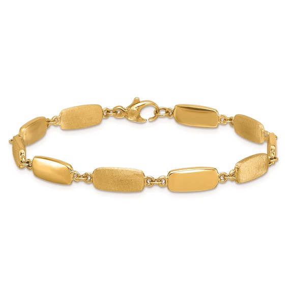Herco 14K Polished and Satin Rounded Rectangular Link Bracelet