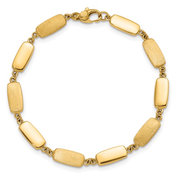 Herco 14K Polished and Satin Rounded Rectangular Link Bracelet