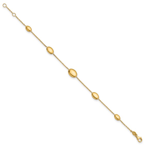Herco 14K Polished Graduated Ovals 7 Inch with .5 Inch Extension Bracelet
