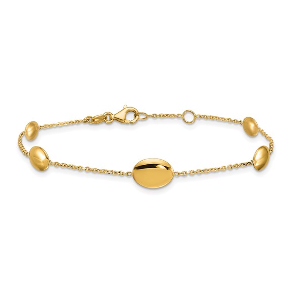 Herco 14K Polished Graduated Ovals 7 Inch with .5 Inch Extension Bracelet