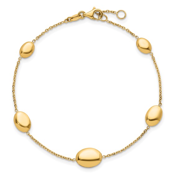 Herco 14K Polished Graduated Ovals 7 Inch with .5 Inch Extension Bracelet