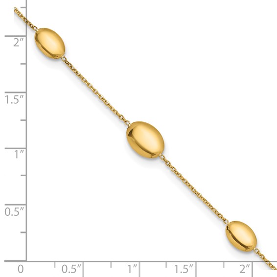 Herco 14K Polished Graduated Ovals 7 Inch with .5 Inch Extension Bracelet