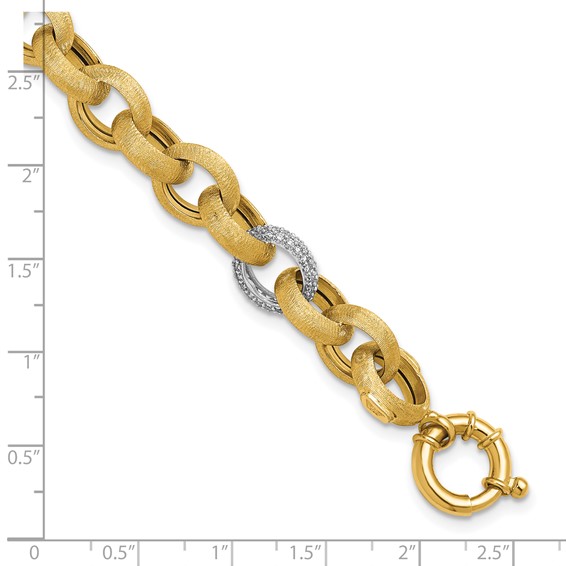 Herco 14K Polished and Brushed Diamond Cable Link Bracelets
