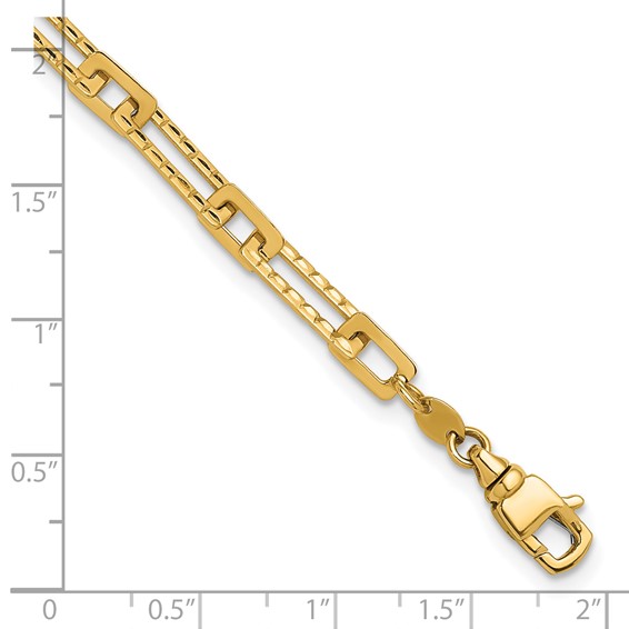 Herco 14K Polished/Diamond-cut Solid Fancy Rectangular Link Bracelet