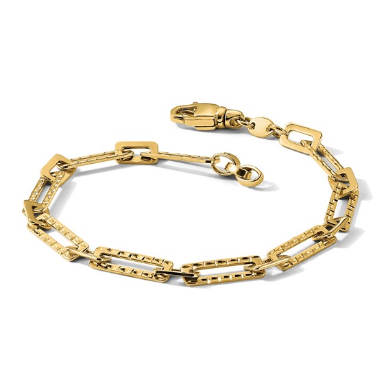 Herco 14K Polished/Diamond-cut Solid Fancy Rectangular Link Bracelet