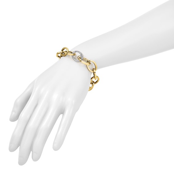 Herco 14K Two-tone Polished Diamond Fancy Oval Link Bracelet