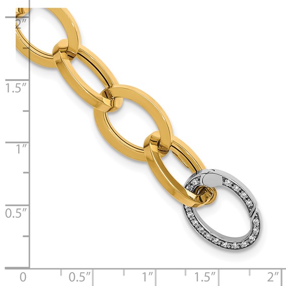 Herco 14K Two-tone Polished Diamond Fancy Oval Link Bracelet