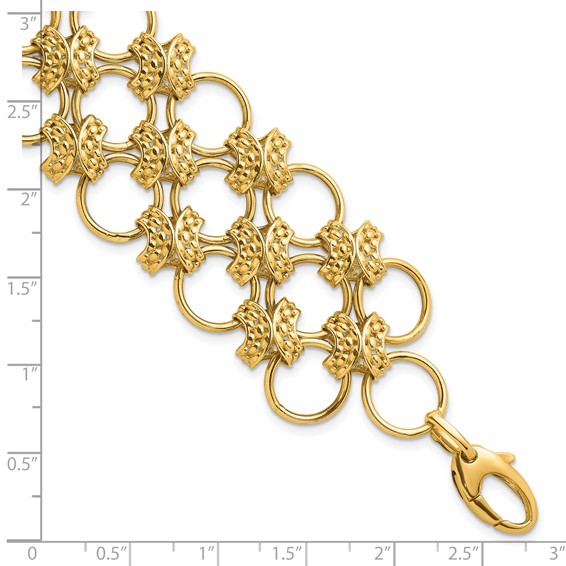 Herco 14K Polished and Textured Fancy Circle Link Bracelet