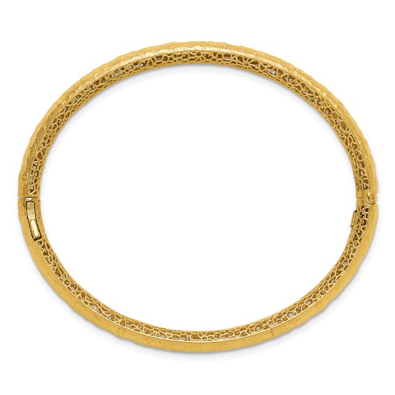 Herco 14K Satin and Hammered Hinged Bangles