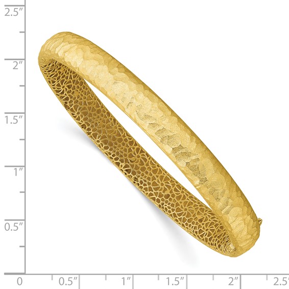 Herco 14K Satin and Hammered Hinged Bangles