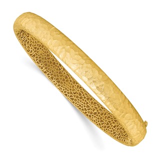 Herco 14K Satin and Hammered Hinged Bangles