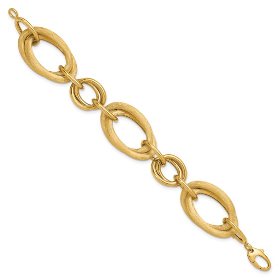 Herco 14K Polished and Satin Fancy Oval Link Bracelet