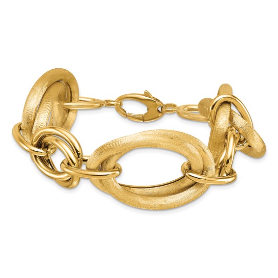 Herco 14K Polished and Satin Fancy Oval Link Bracelet