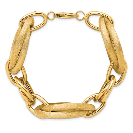 Herco 14K Polished and Satin Fancy Oval Link Bracelet
