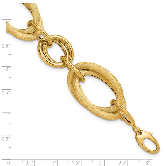 Herco 14K Polished and Satin Fancy Oval Link Bracelet