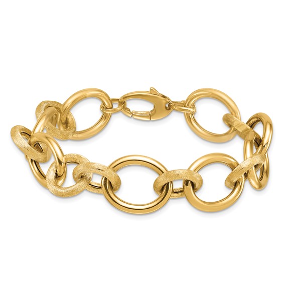Herco 14K Polished and Satin Fancy Circle and Oval Link Bracelet