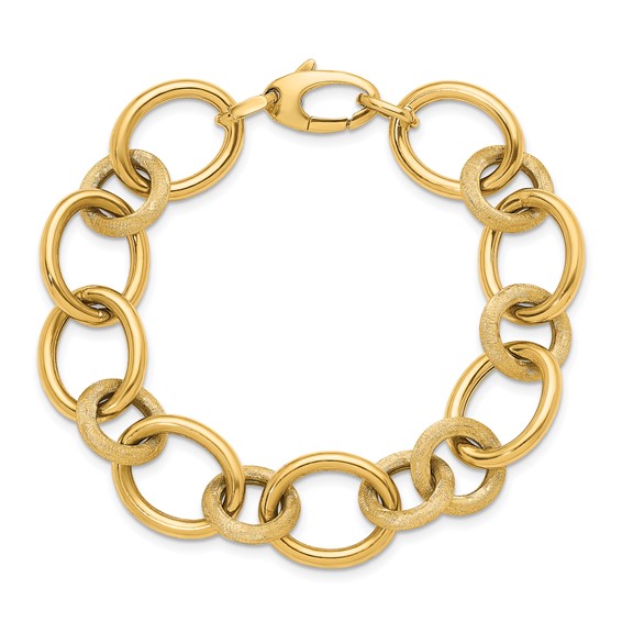 Herco 14K Polished and Satin Fancy Circle and Oval Link Bracelet