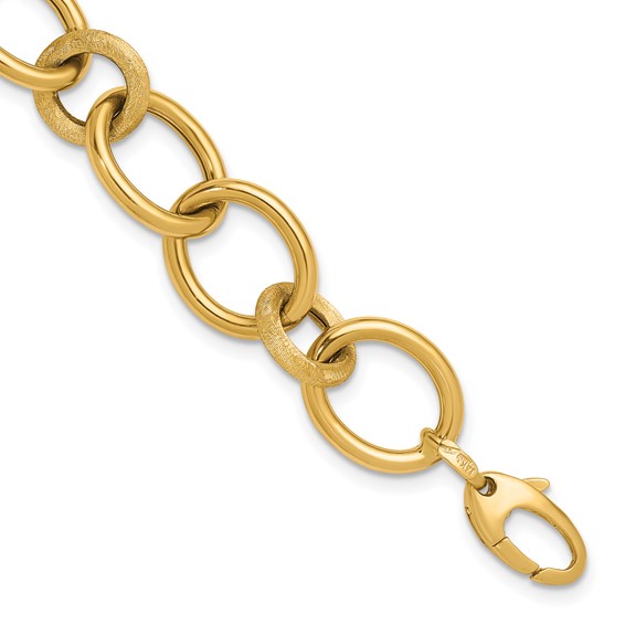 Herco 14K Polished and Satin Fancy Circle and Oval Link Bracelet