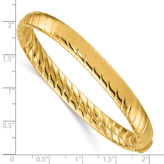 Herco 14K Polished and Grooved Twist Hinged Bangle